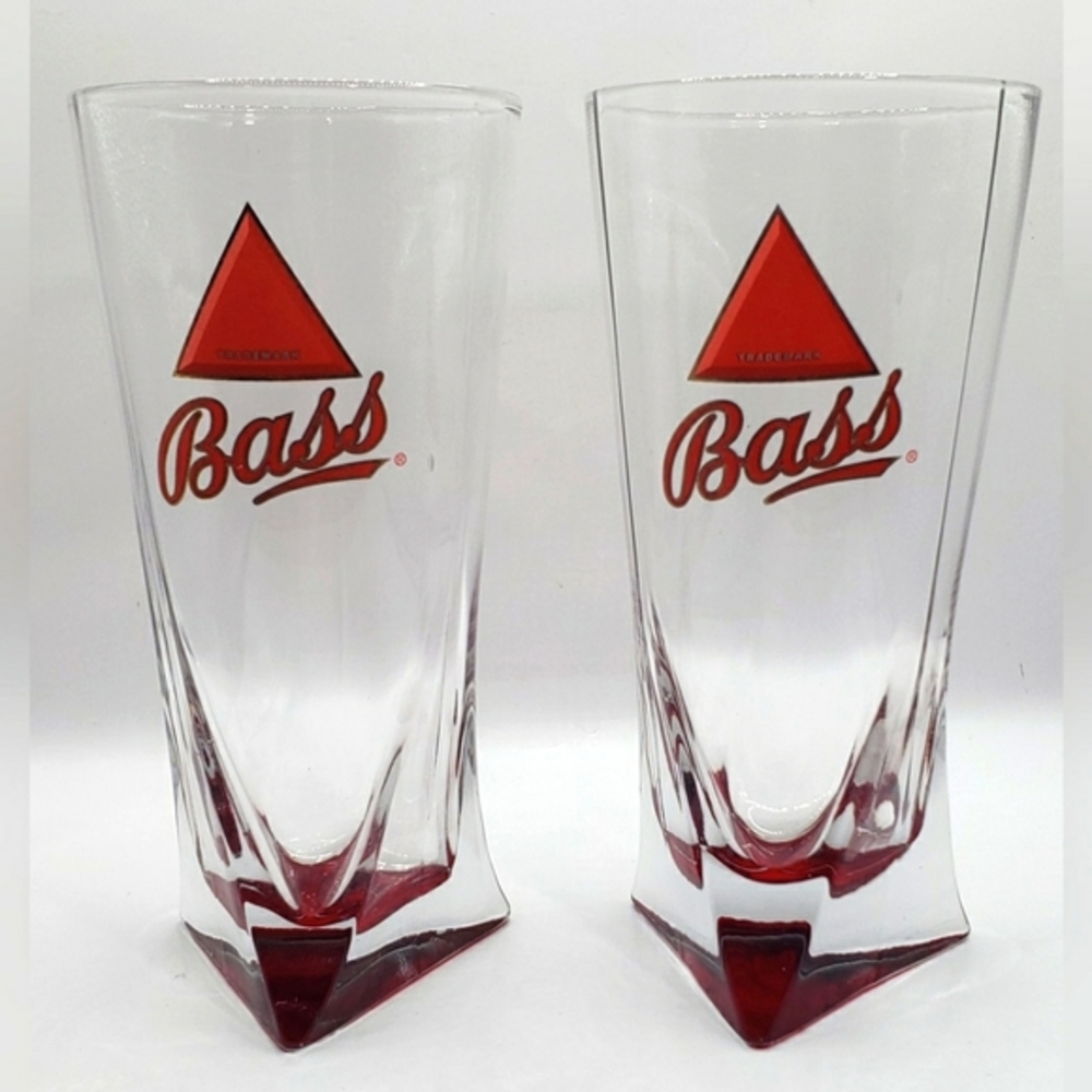 Two Bass Ale Vintage Red Triangle Bottom Bar‎ Glasses